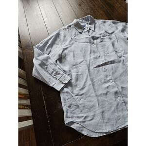 Claiborne Lizsport mens BLUE % Linen Button Down Shirt  Large